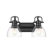Golden - 3602-BA2 BLK-CLR - Two Light Vanity - Duncan - Matte Black