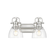 Golden - 3602-BA2 PW-CLR - Two Light Vanity - Duncan - Pewter