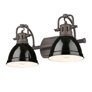 Golden - 3602-BA2 RBZ-BK - Two Light Vanity - Duncan - Rubbed Bronze