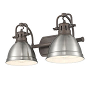 Golden - 3602-BA2 RBZ-PW - Two Light Vanity - Duncan - Rubbed Bronze