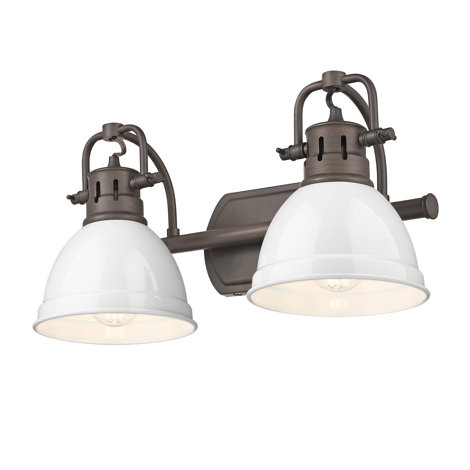 Golden - 3602-BA2 RBZ-WH - Two Light Vanity - Duncan - Rubbed Bronze