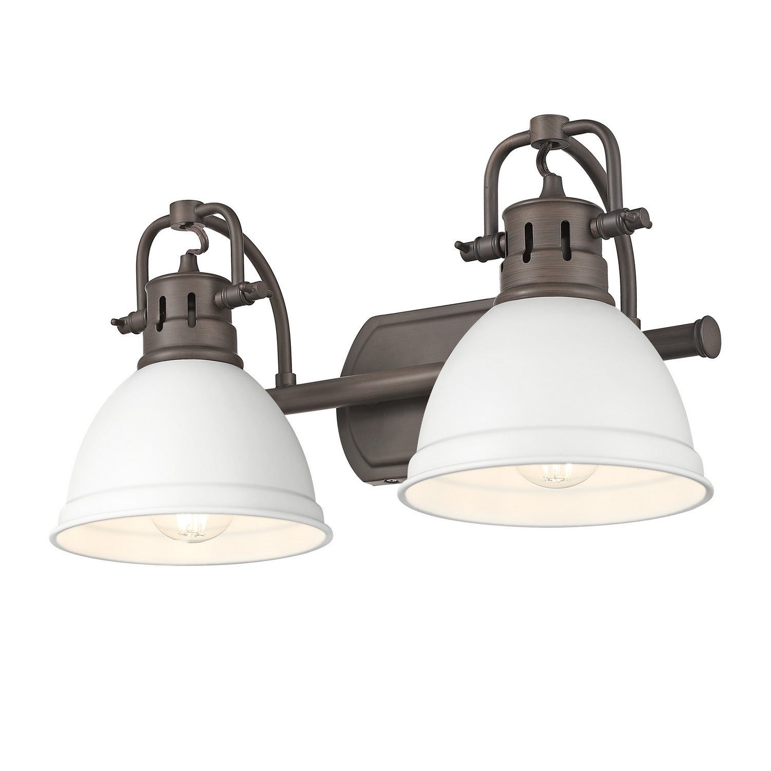 Golden - 3602-BA2 RBZ-WHT - Two Light Vanity - Duncan - Rubbed Bronze