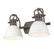 Golden - 3602-BA2 RBZ-WHT - Two Light Vanity - Duncan - Rubbed Bronze
