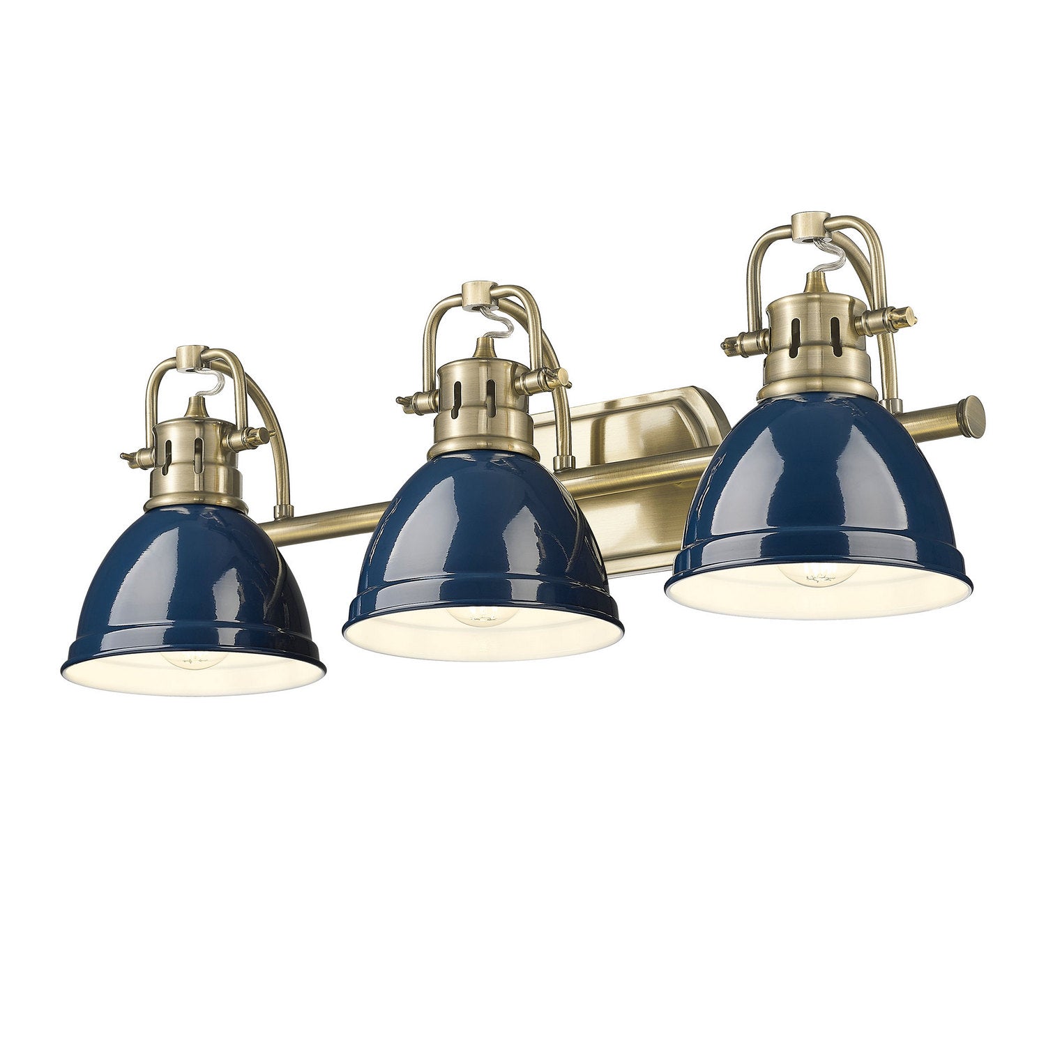 Golden - 3602-BA3 AB-NVY - Three Light Vanity - Duncan - Aged Brass