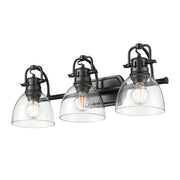 Golden - 3602-BA3 BLK-CLR - Three Light Vanity - Duncan - Matte Black