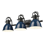 Golden - 3602-BA3 BLK-NVY - Three Light Vanity - Duncan - Matte Black