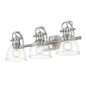 Golden - 3602-BA3 PW-CLR - Three Light Vanity - Duncan - Pewter