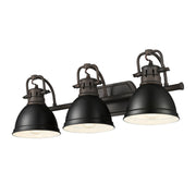 Golden - 3602-BA3 RBZ-BLK - Three Light Vanity - Duncan - Rubbed Bronze