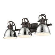 Golden - 3602-BA3 RBZ-CH - Three Light Vanity - Duncan - Rubbed Bronze