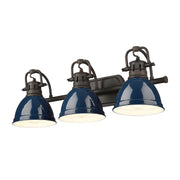 Golden - 3602-BA3 RBZ-NVY - Three Light Vanity - Duncan - Rubbed Bronze