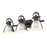 Golden - 3602-BA3 RBZ-PW - Three Light Vanity - Duncan - Rubbed Bronze
