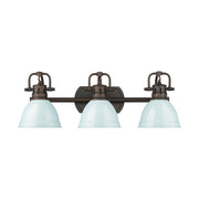 Golden - 3602-BA3 RBZ-SF - Three Light Vanity - Duncan - Rubbed Bronze