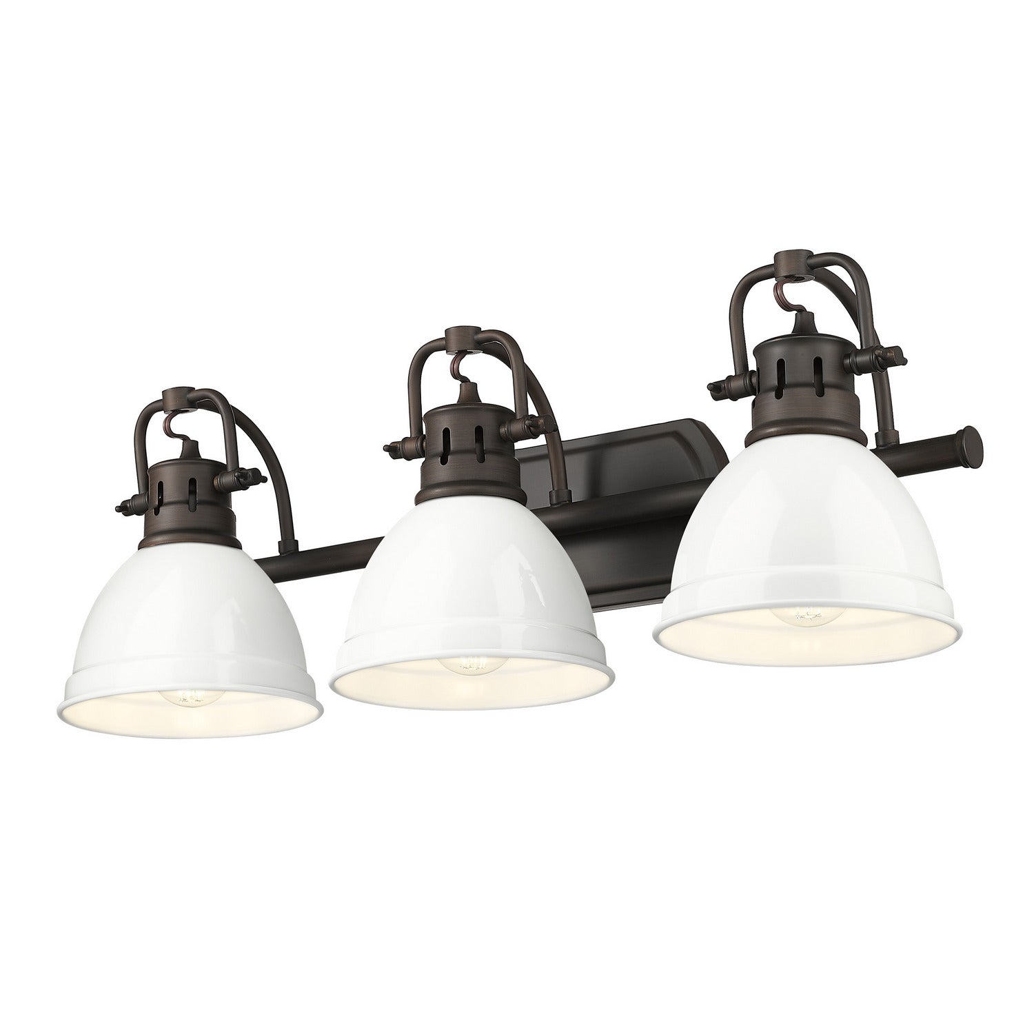 Golden - 3602-BA3 RBZ-WH - Three Light Vanity - Duncan - Rubbed Bronze