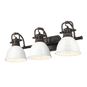Golden - 3602-BA3 RBZ-WH - Three Light Vanity - Duncan - Rubbed Bronze