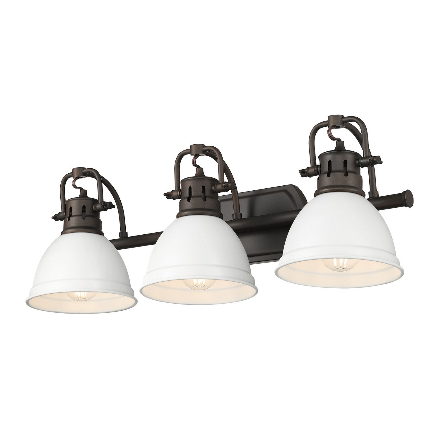 Golden - 3602-BA3 RBZ-WHT - Three Light Vanity - Duncan - Rubbed Bronze