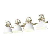 Golden - 3602-BA4 AB-WHT - Four Light Vanity - Duncan - Aged Brass