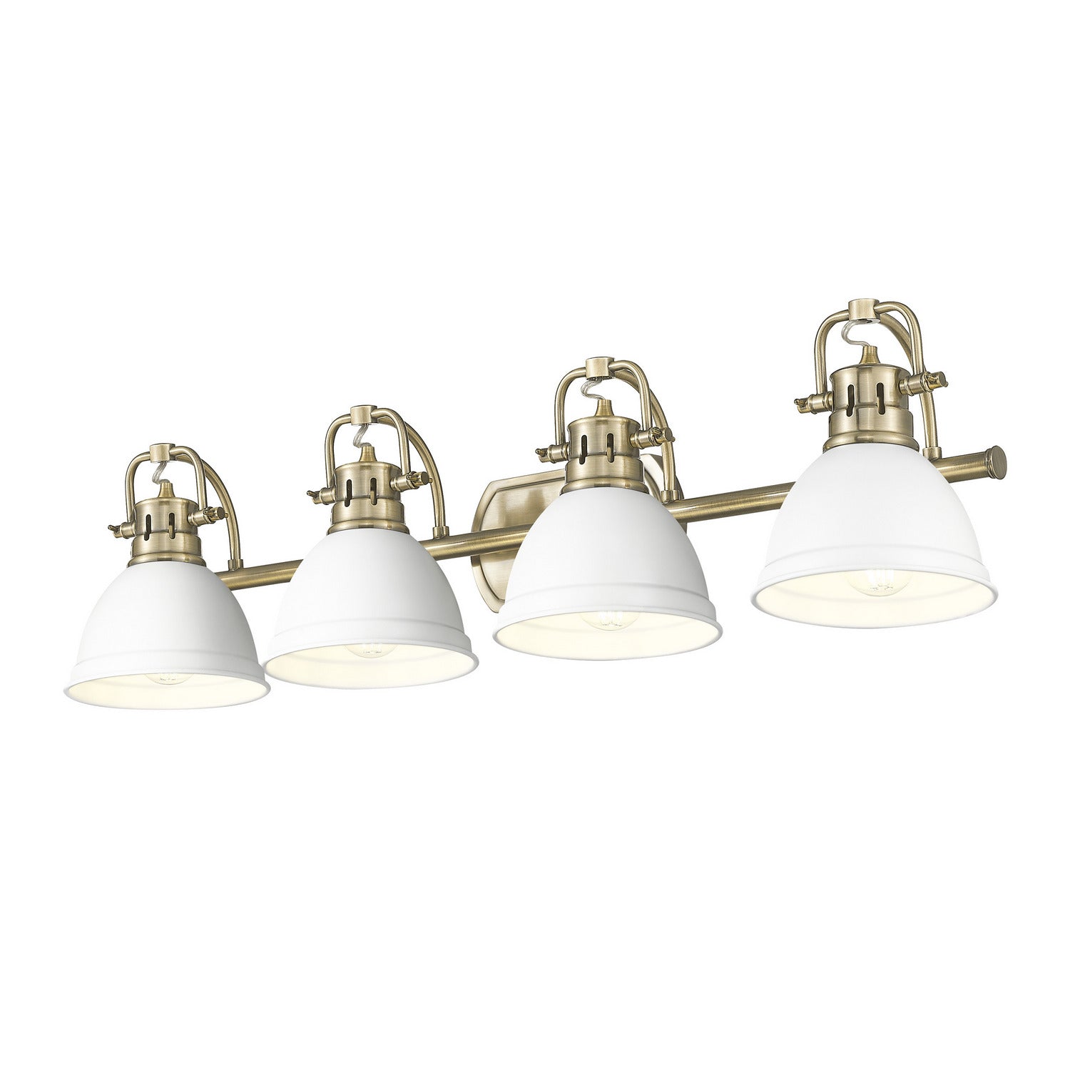 Golden - 3602-BA4 AB-WHT - Four Light Vanity - Duncan - Aged Brass