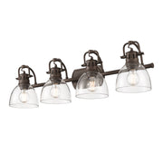 Golden - 3602-BA4 RBZ-CLR - Four Light Vanity - Duncan - Rubbed Bronze