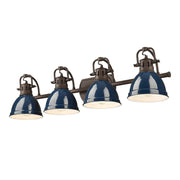 Golden - 3602-BA4 RBZ-NVY - Four Light Vanity - Duncan - Rubbed Bronze