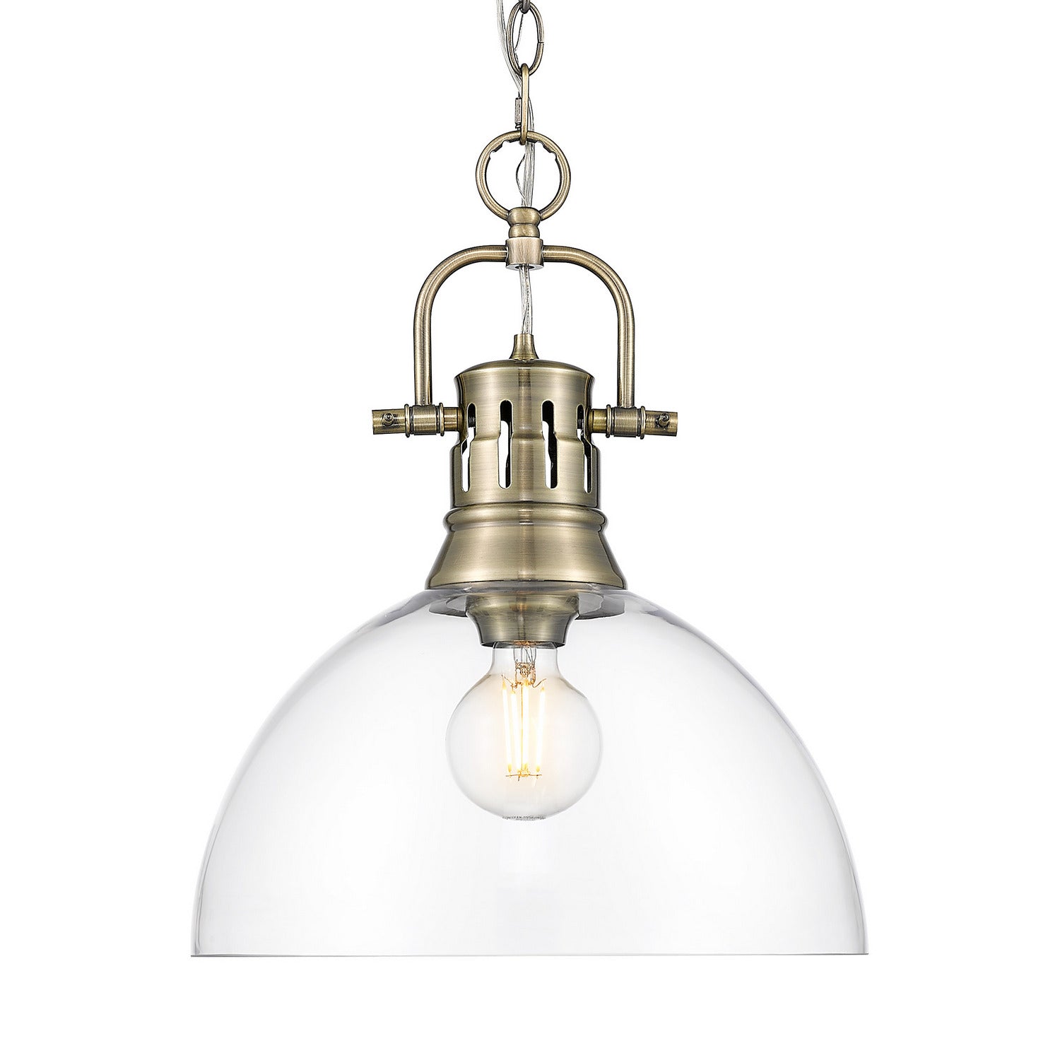 Golden - 3602-L AB-CLR - One Light Pendant - Duncan - Aged Brass