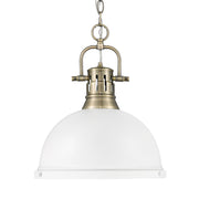 Golden - 3602-L AB-WHT - One Light Pendant - Duncan - Aged Brass