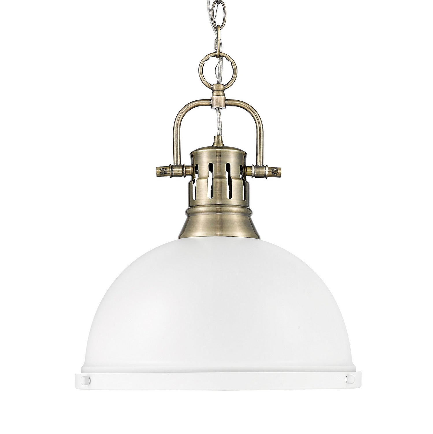Golden - 3602-L AB-WHT - One Light Pendant - Duncan - Aged Brass