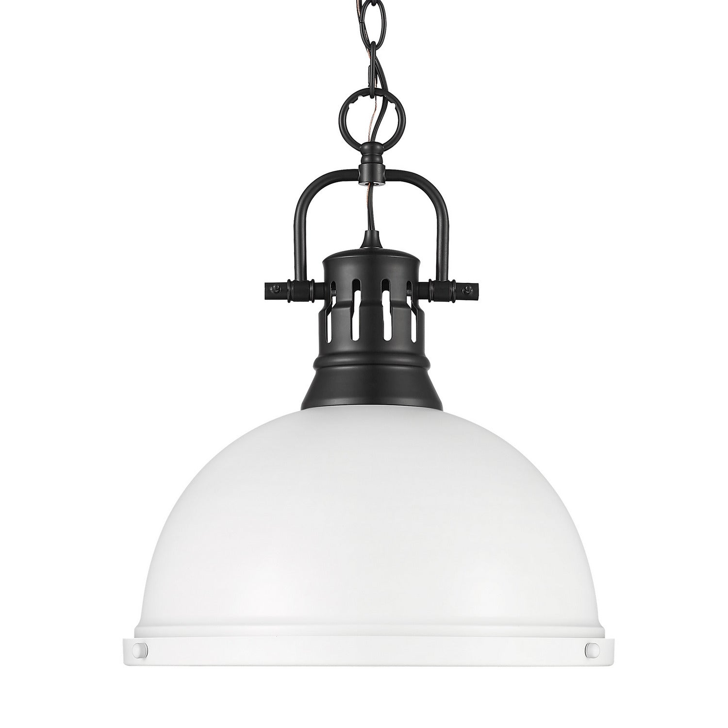 Golden - 3602-L BLK-WHT - One Light Pendant - Duncan - Matte Black