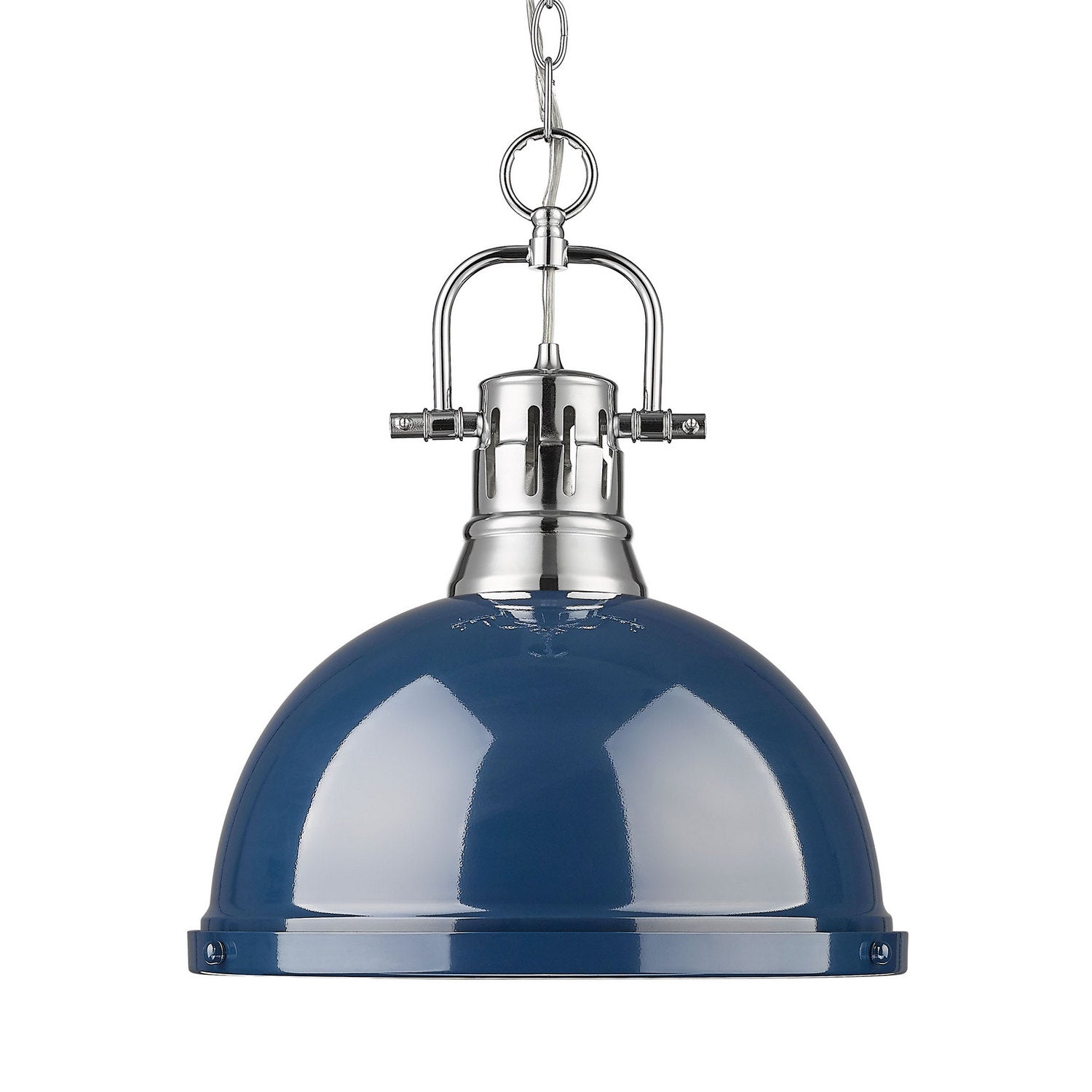 Golden - 3602-L CH-NVY - One Light Pendant - Duncan - Chrome