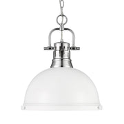 Golden - 3602-L CH-WHT - One Light Pendant - Duncan - Chrome