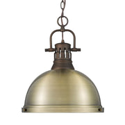Golden - 3602-L RBZ-AB - One Light Pendant - Duncan - Rubbed Bronze
