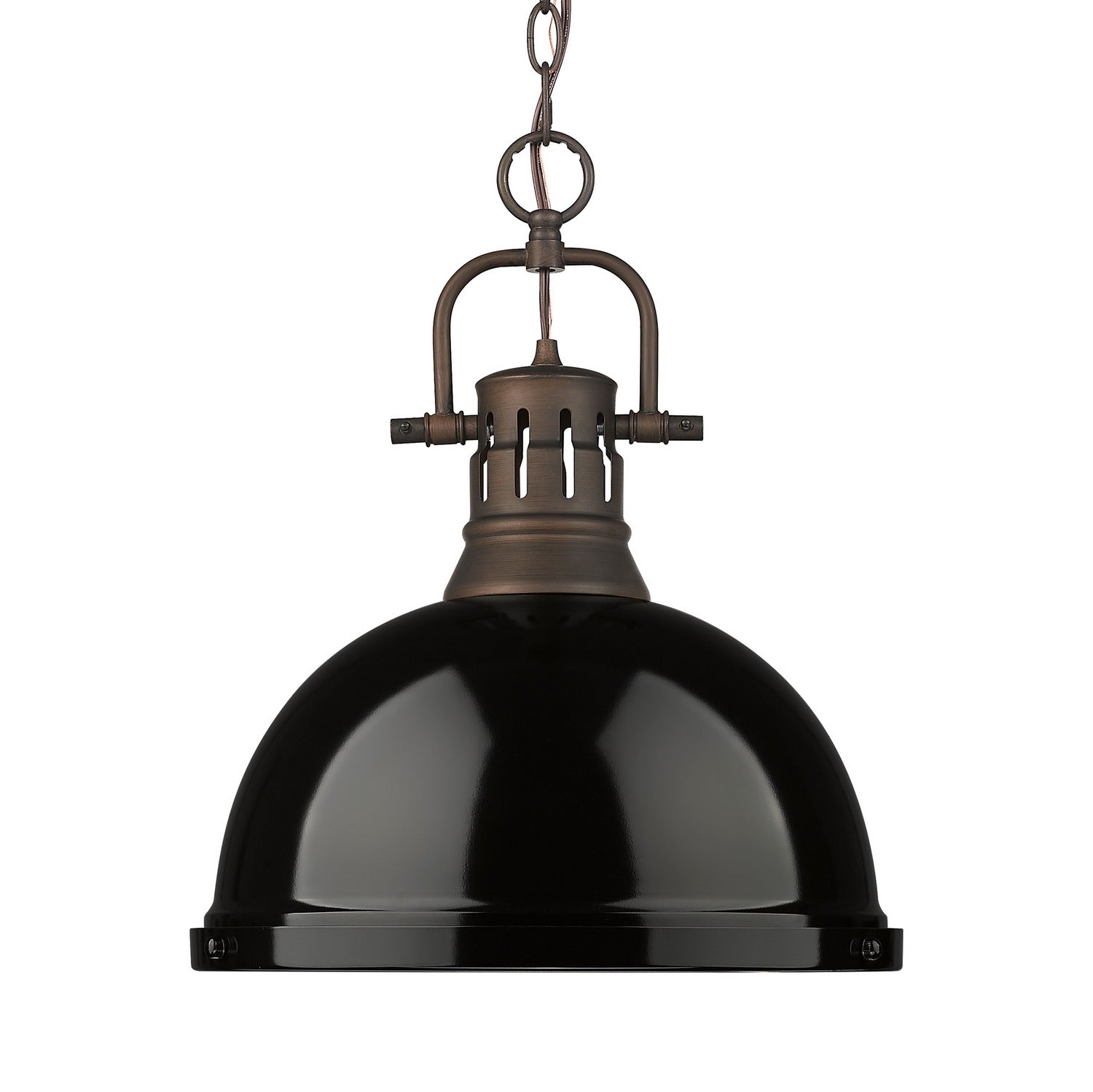 Golden - 3602-L RBZ-BK - One Light Pendant - Duncan - Rubbed Bronze
