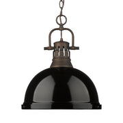 Golden - 3602-L RBZ-BK - One Light Pendant - Duncan - Rubbed Bronze