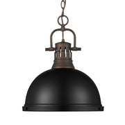 Golden - 3602-L RBZ-BLK - One Light Pendant - Duncan - Rubbed Bronze