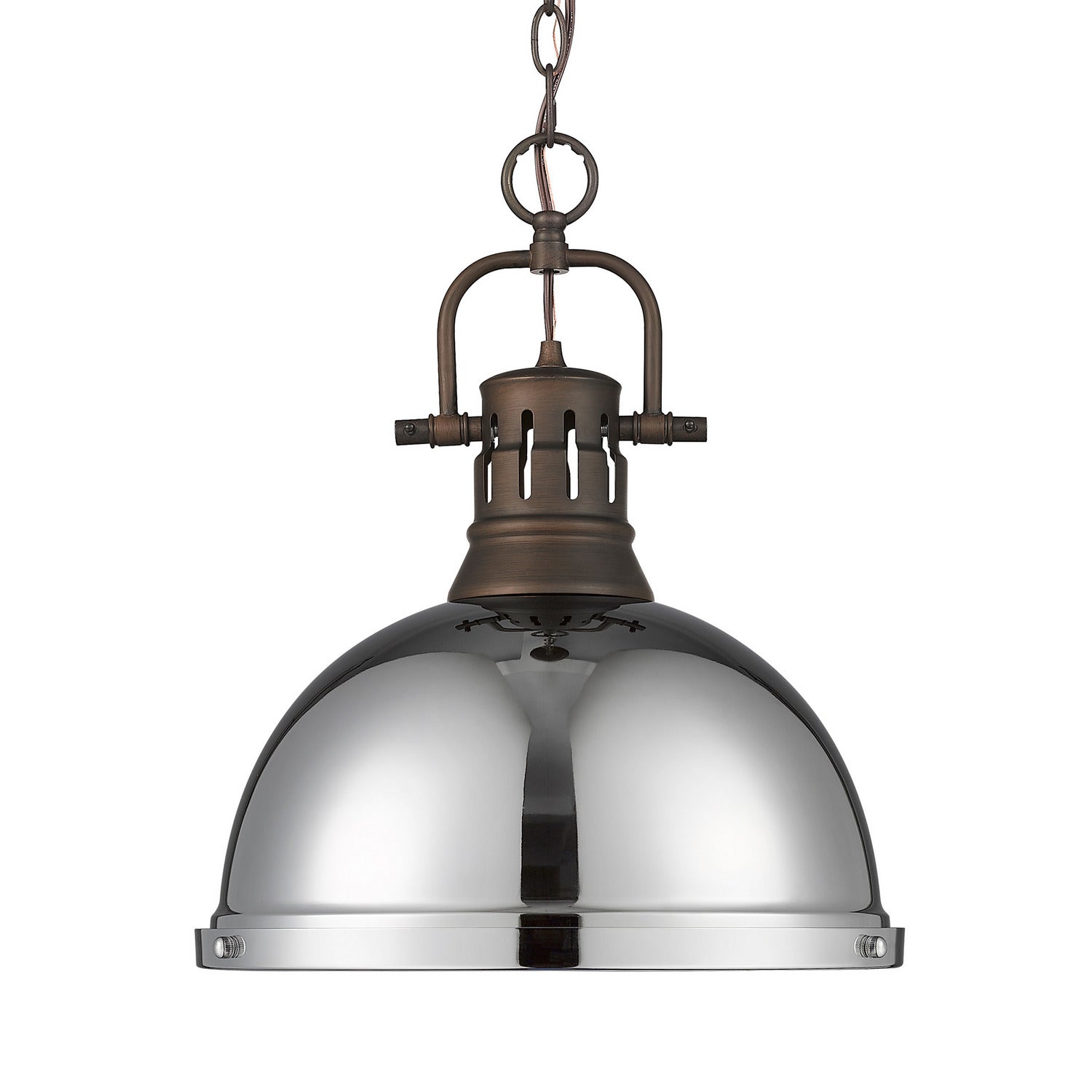 Golden - 3602-L RBZ-CH - One Light Pendant - Duncan - Rubbed Bronze