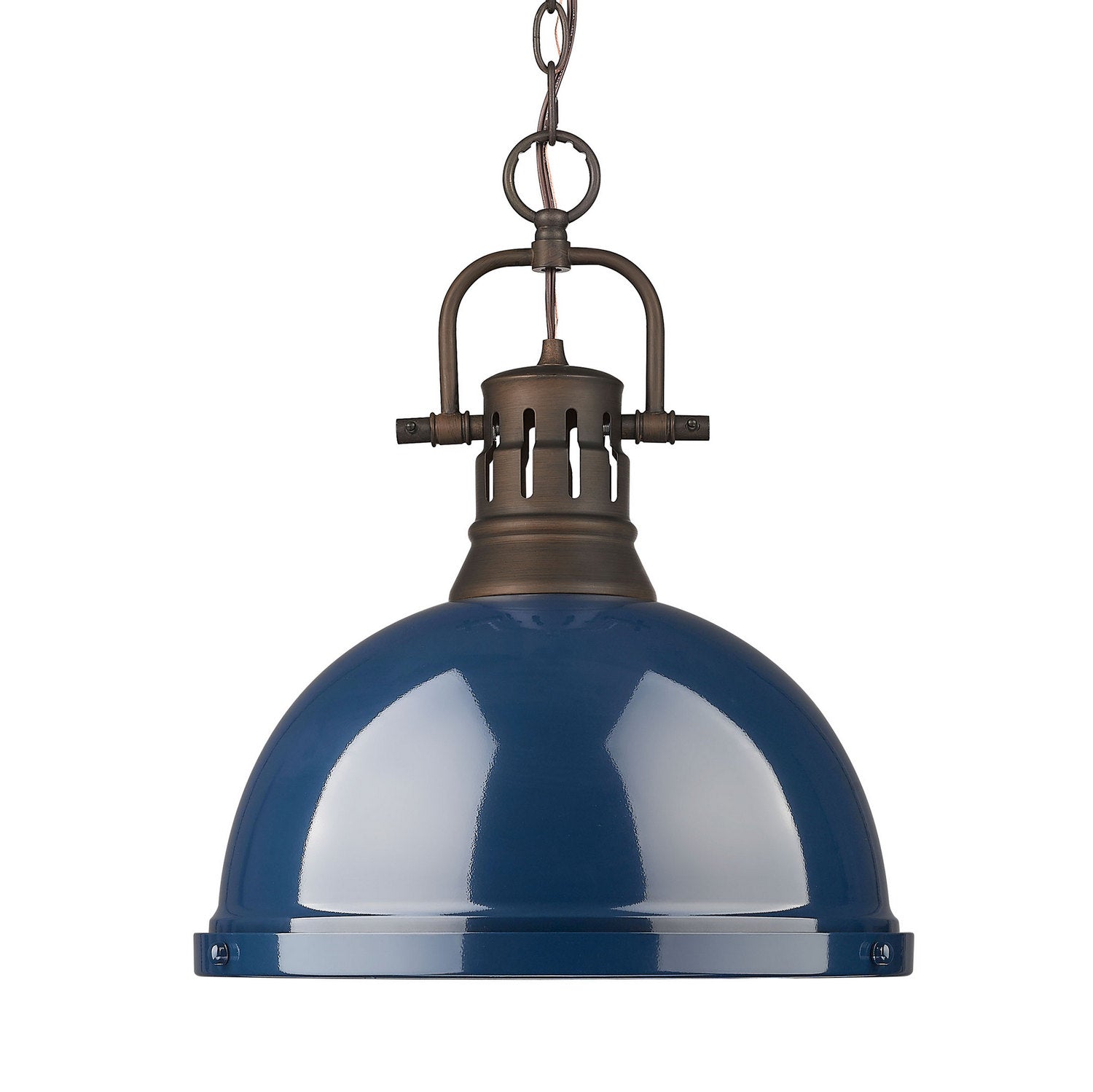 Golden - 3602-L RBZ-NVY - One Light Pendant - Duncan - Rubbed Bronze