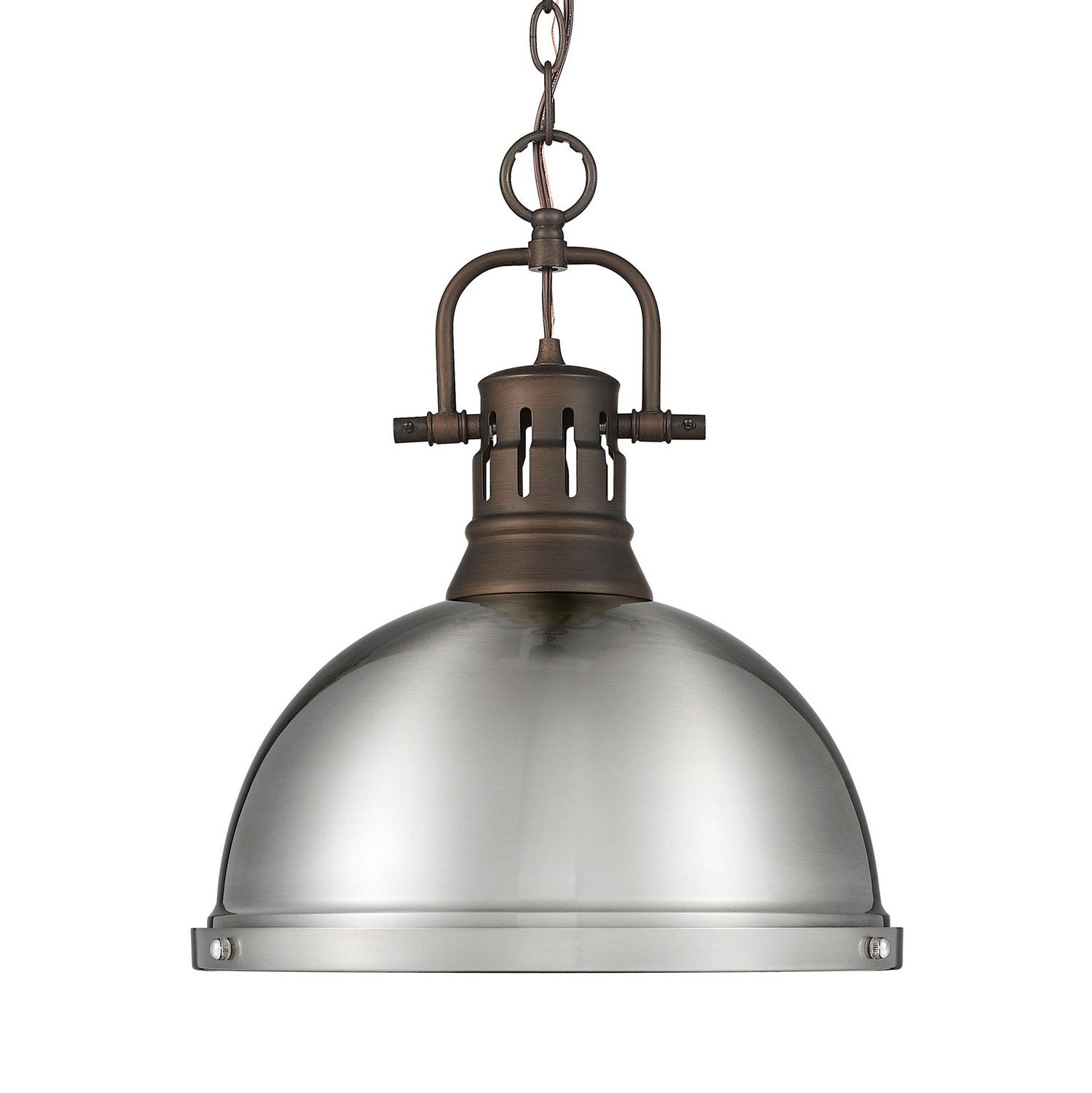 Golden - 3602-L RBZ-PW - One Light Pendant - Duncan - Rubbed Bronze