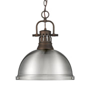 Golden - 3602-L RBZ-PW - One Light Pendant - Duncan - Rubbed Bronze