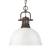 Golden - 3602-L RBZ-WH - One Light Pendant - Duncan - Rubbed Bronze