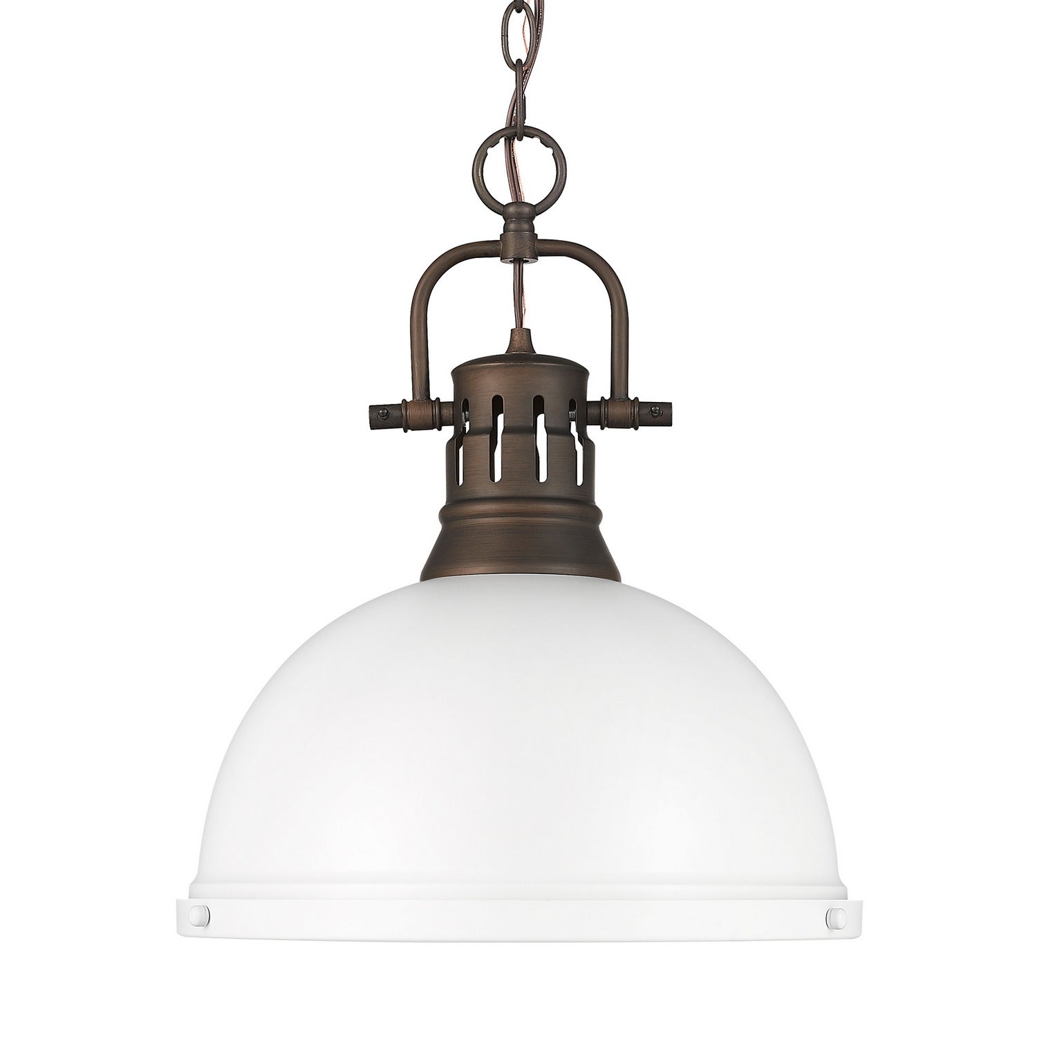 Golden - 3602-L RBZ-WHT - One Light Pendant - Duncan - Rubbed Bronze