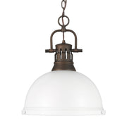 Golden - 3602-L RBZ-WHT - One Light Pendant - Duncan - Rubbed Bronze