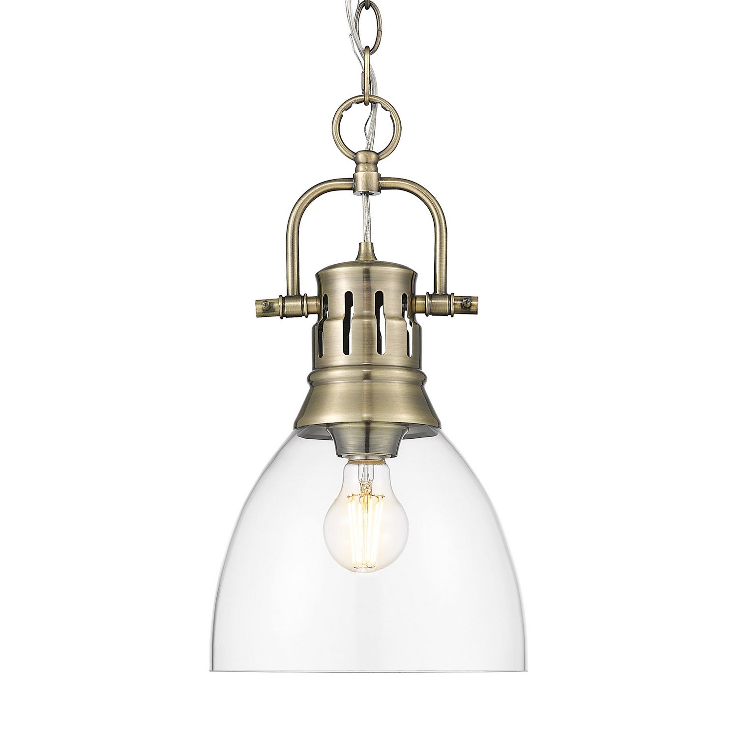 Golden - 3602-S AB-CLR - One Light Pendant - Duncan - Aged Brass