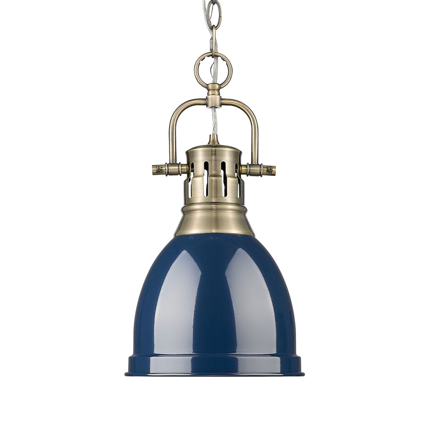 Golden - 3602-S AB-NVY - One Light Pendant - Duncan - Aged Brass