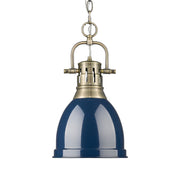 Golden - 3602-S AB-NVY - One Light Pendant - Duncan - Aged Brass
