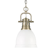Golden - 3602-S AB-WHT - One Light Pendant - Duncan - Aged Brass