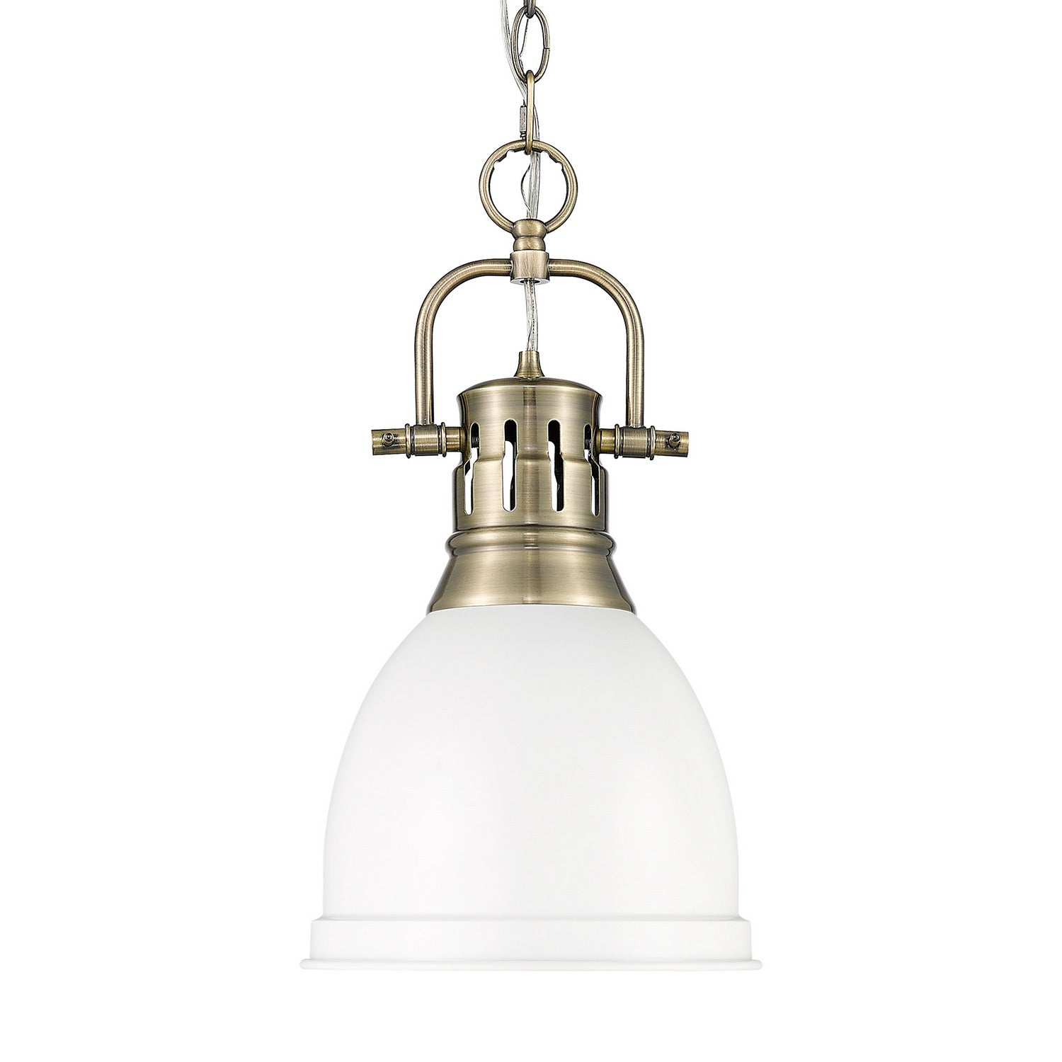 Golden - 3602-S AB-WHT - One Light Pendant - Duncan - Aged Brass