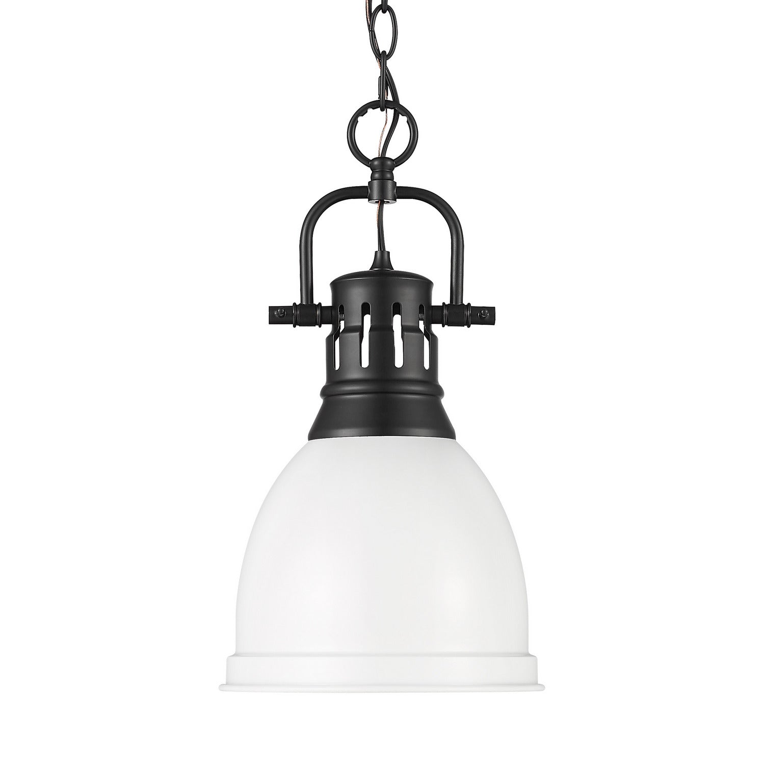 Golden - 3602-S BLK-WHT - One Light Pendant - Duncan - Matte Black
