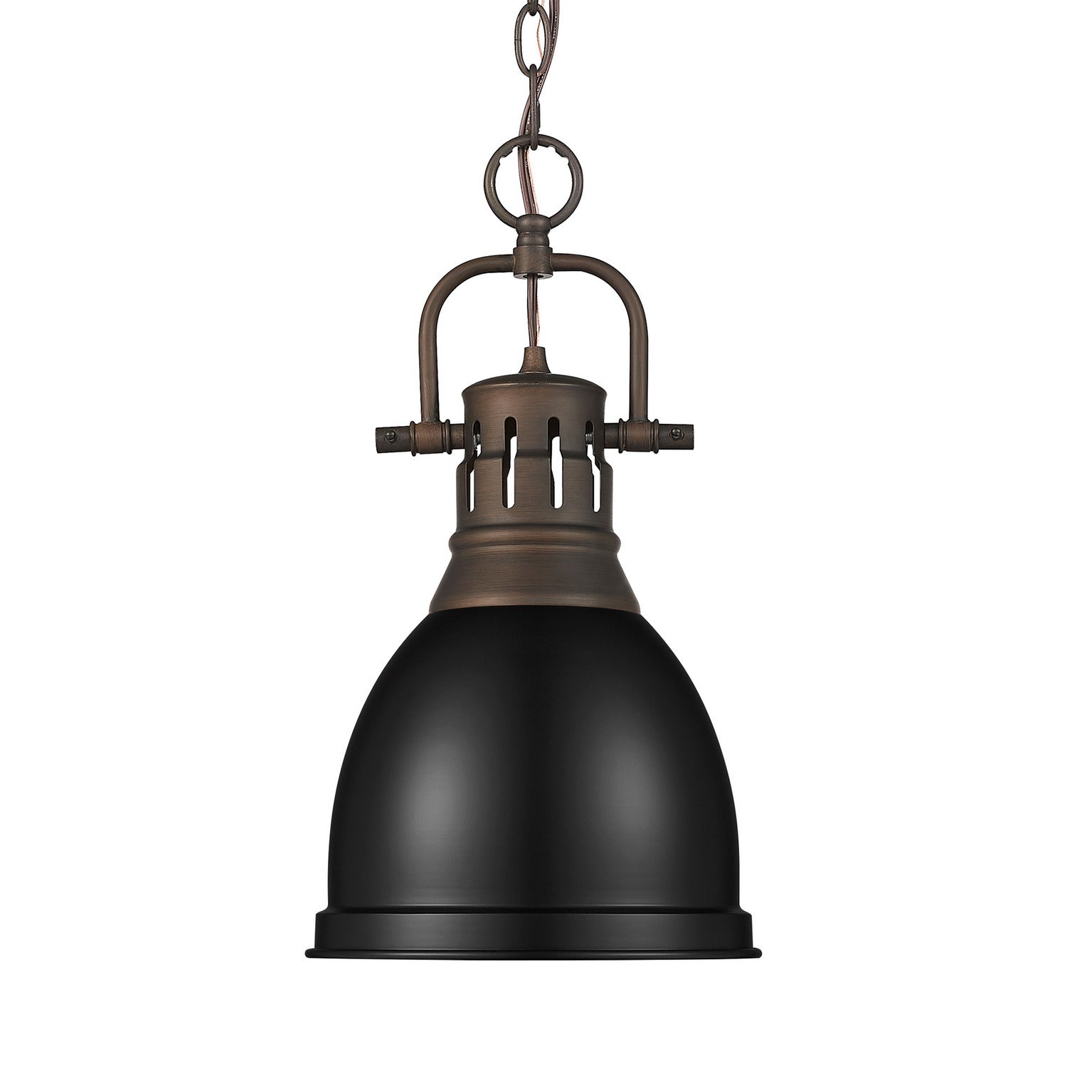 Golden - 3602-S RBZ-BLK - One Light Pendant - Duncan - Rubbed Bronze