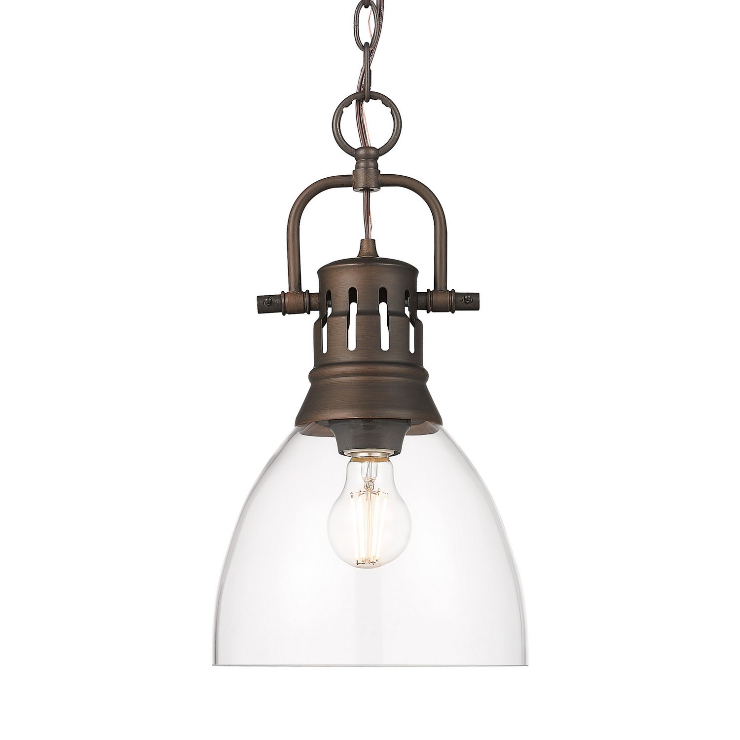 Golden - 3602-S RBZ-CLR - One Light Pendant - Duncan - Rubbed Bronze