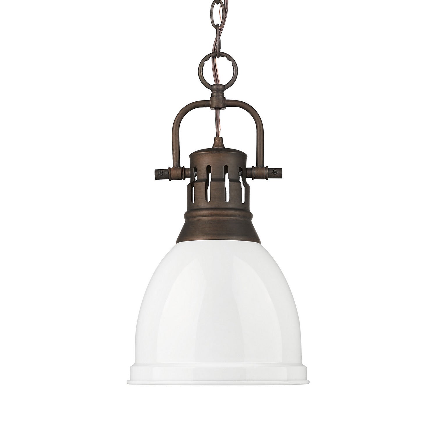 Golden - 3602-S RBZ-WH - One Light Pendant - Duncan - Rubbed Bronze