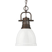 Golden - 3602-S RBZ-WH - One Light Pendant - Duncan - Rubbed Bronze